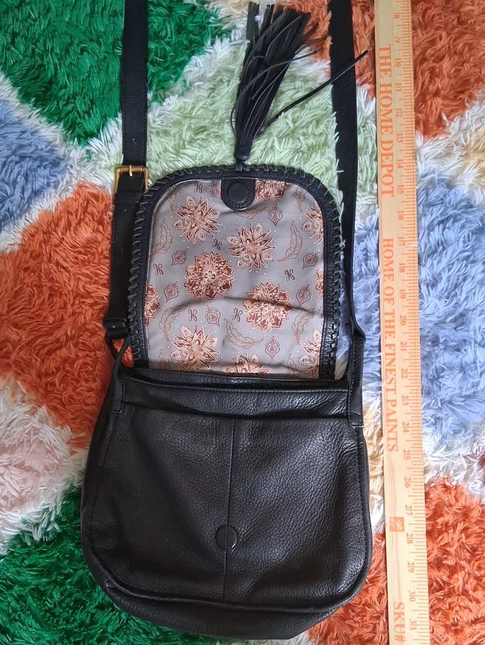 Hobo Pebbled Leather Crossbody Bag w/ Tassel - Picture 3 of 16